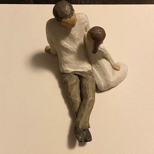 Willow Tree Father and Daughter Sculpture in Brown and Cream